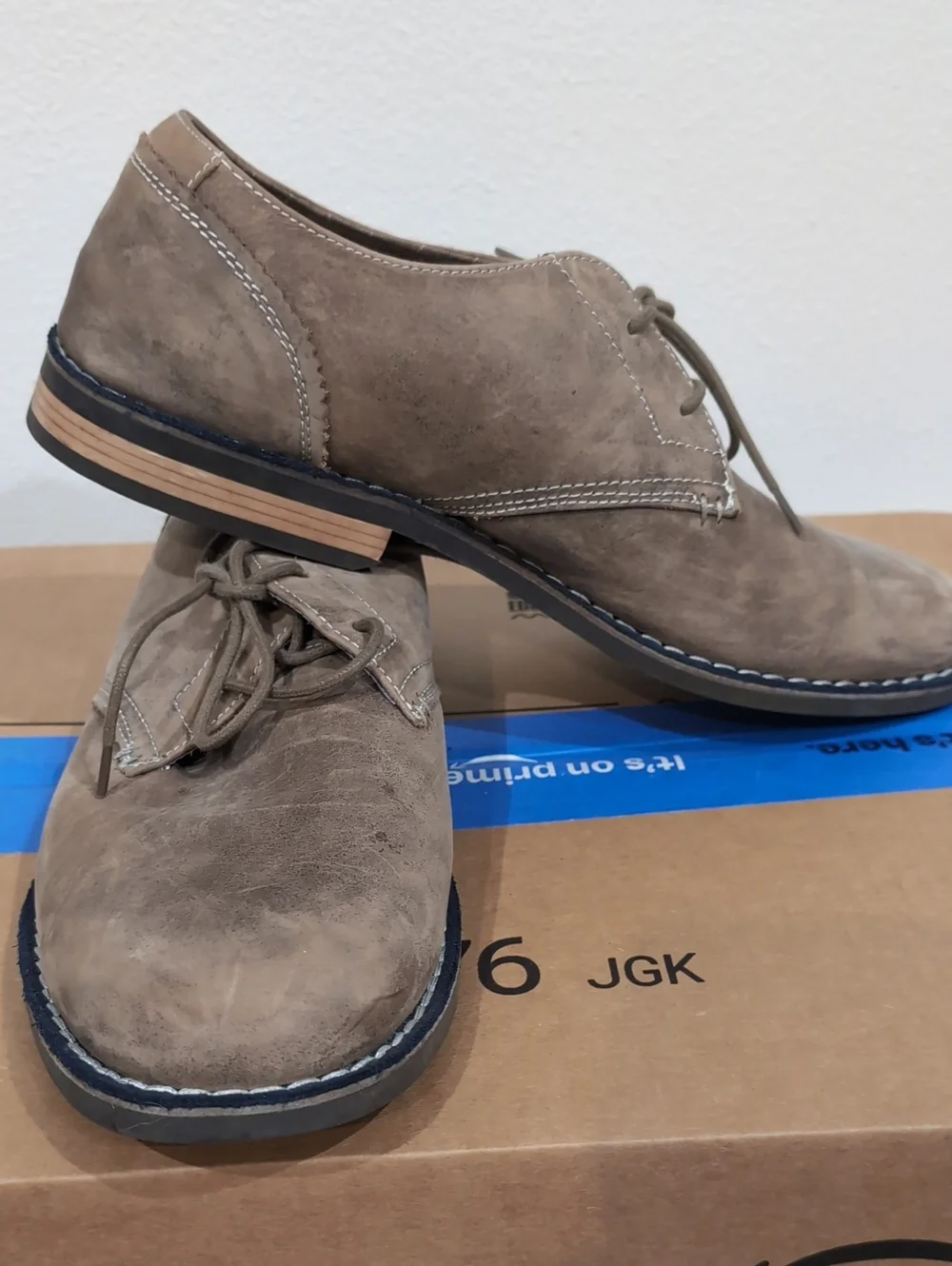 Original Penguin Men's Taupe/Brown Lace-Up Derby Shoes
